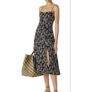 ASTR The Label Keilani black pineapple print linen midi dress Med Coconut Girl